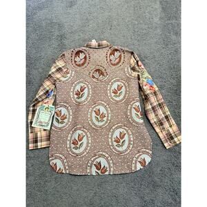 Aratta Small NWT Tapestry Sparkly Floral Embroidered Button Down Shirt Boho Art